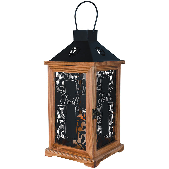 Wood Lantern Faith Silhouette Vine + Branch Florist